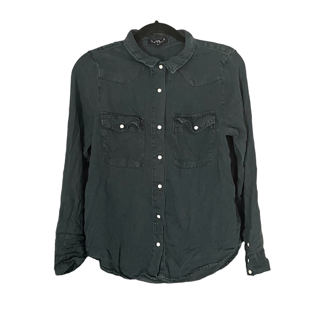 VELVET HEART Snap Button Front Blouse Navy Blue S